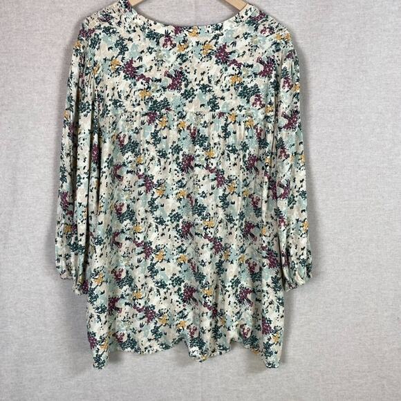 Falls Creek Womens Popover Top Size 2X Textured 3/4 Sleeve Vneck Office Career - Picture 6 of 9